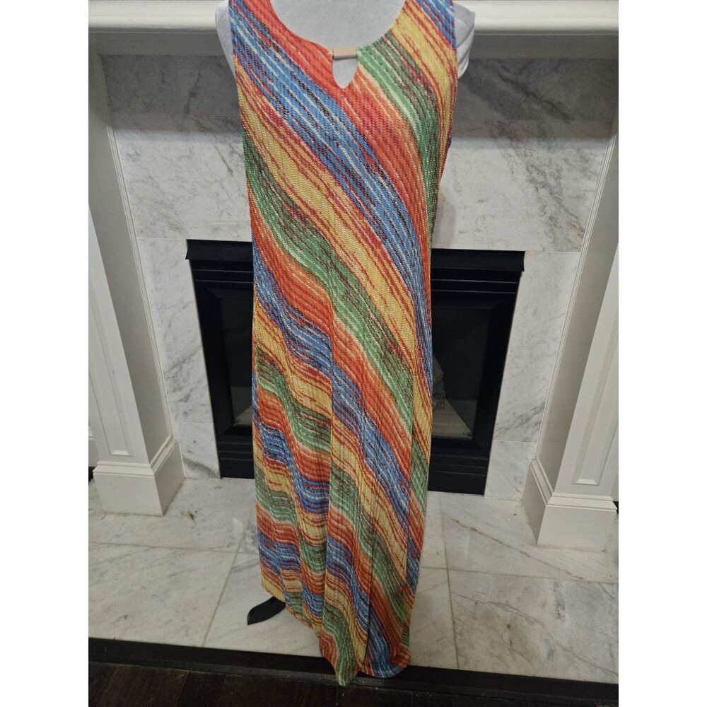 Cocomo Woman Maxi Dress Colorful Striped Layered Long Knit Size Large